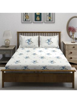 Swayam - Floral 210 Tc King Bedsheet With 2 Pillow Cover Grey