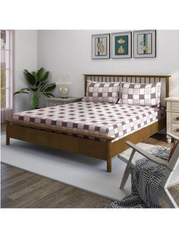 Swayam - Geometric 210 Tc King Bedsheet With 2 Pillow Cover Pink