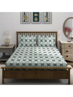 Swayam - Geometric 210 Tc King Bedsheet With 2 Pillow Cover Blue