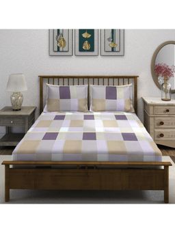 Swayam - Geometric 210 Tc King Bedsheet With 2 Pillow Cover Purple