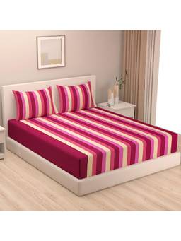 Swayam - Geometric 220 Tc King Bedsheet With 2 Pillow Cover Pink