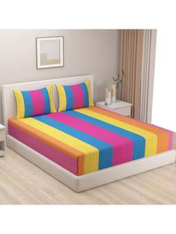 Swayam - Floral 220 Tc King Bedsheet With 2 Pillow Cover Multi-Color