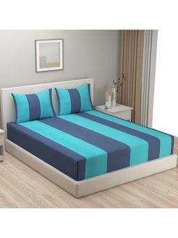 Swayam - Solid-Plain 220 Tc King Bedsheet With 2 Pillow Cover Blue