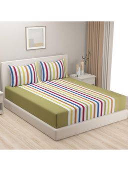 Swayam - Geometric 220 Tc King Bedsheet With 2 Pillow Cover Green
