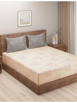 Swayam - Floral 210 Tc King Fitted Bedsheet With 2 Pillow Cover Multi-Color