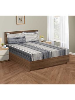 Swayam - Floral 210 Tc King Fitted Bedsheet With 2 Pillow Cover Multi-Color