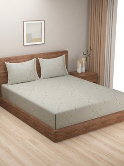 Swayam - Floral 210 Tc King Fitted Bedsheet With 2 Pillow Cover Multi-Color