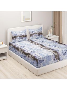 Swayam - Abstract 170 Tc King Fitted Bedsheet With 2 Pillow Cover Purple