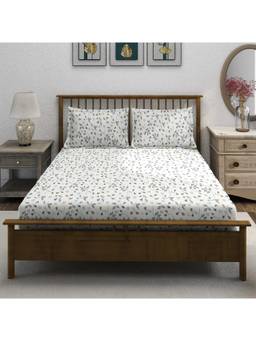 Swayam - Floral 170 Tc King Fitted Bedsheet With 2 Pillow Cover Multi-Color