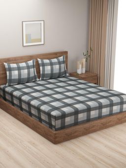 Swayam - Geometric 170 Tc King Fitted Bedsheet With 2 Pillow Cover Multi-Color