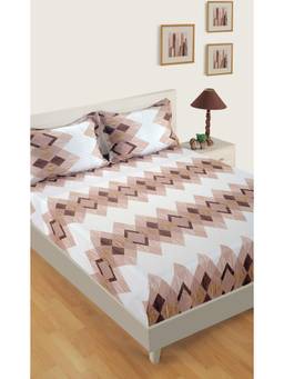 Swayam - Geometric 300 Tc King Fitted Bedsheet With 2 Pillow Cover Multi-Color