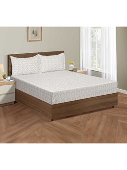 Swayam - Ethnic 300 Tc King Fitted Bedsheet With 2 Pillow Cover Grey