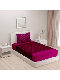 Swayam - Ethnic 210 Tc Single Bedsheet With Pillow Cover Pink