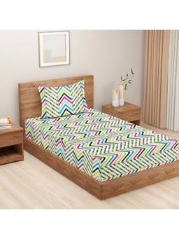 Swayam - Floral 144 Tc Single Bedsheet With Pillow Cover Multi-Color