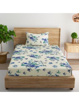 Swayam - Floral 170 Tc Single Bedsheet With Pillow Cover White