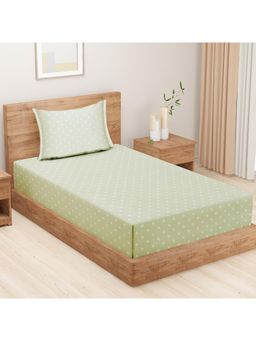 Swayam - Floral 300 Tc Single Bedsheet With Pillow Cover Green