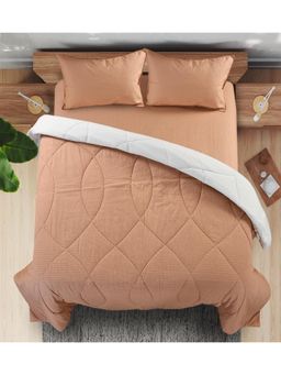 Saral Home - Waffle Cotton Solid Queen Size Quilt Beige