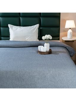 Saral Home - Self Stripe All Season Bedspread-Comforter-Quilt with Pillow Cover Blue