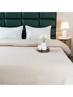 Saral Home - Self Stripe All Season Bedspread-Comforter-Quilt with 2 Pillow Cover Beige