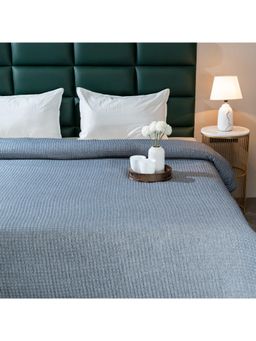 Saral Home - Self Stripe All Season Bedspread-Comforter-Quilt with 2 Pillow Cover Blue