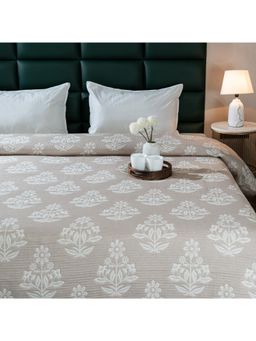 Saral Home - Booti All Season Bedspread-Comforter-Quilt with 2 Pillow Cover Beige