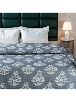 Saral Home - Booti All Season Bedspread-Comforter-Quilt with 2 Pillow Cover Blue