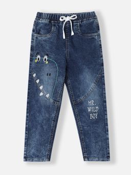 Nautinati - Navy Blue Embroidered Jeans for Boys