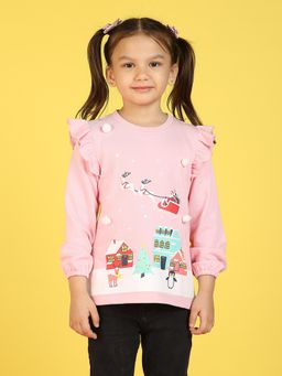 Nautinati - Girls Conversational Printed Ruffled Top