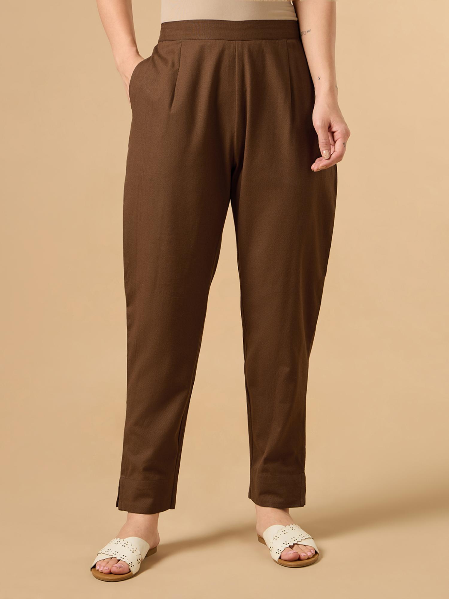 cottons daily Brown Cotton Straight Pant-picture-41