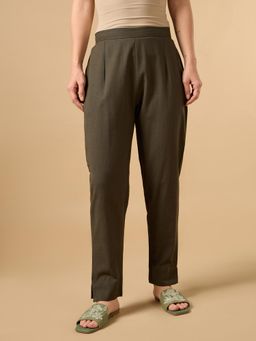 COTTONS DAILY - Dark Brown Cotton Straight Pant