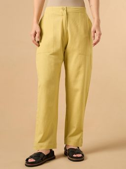 COTTONS DAILY - Yellow Cotton Smart Pant