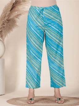 ARAMYA - Blue Soft Cotton Leheriya Pant for Women