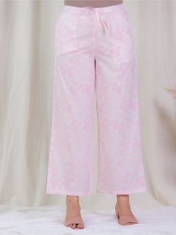 ARAMYA - Pink Soft Cotton Floral Palazzo for Women