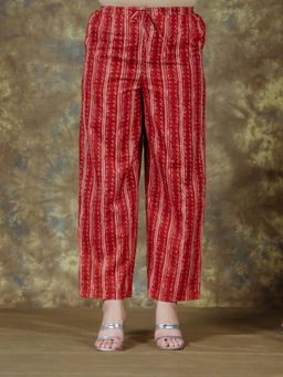 ARAMYA - Maroon Soft Cotton Tribal Pant for Women