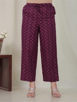 ARAMYA - Purple Soft Cotton Pant for Women