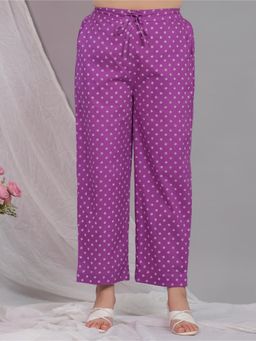ARAMYA - Purple Soft Cotton Bandhani Pant for Women