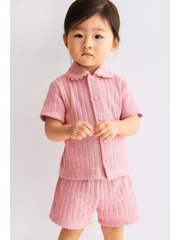 H&M - Girls Pink 2-Piece Pointelle-Knit Set