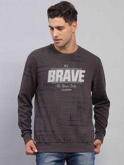 Monte Carlo - Mens Charcoal Printed Round Neck Full Sleeve Sweatshirt