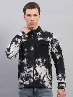 Rock.it - From House Of Mens Black Printed Mock Neck Full Sleeve Sweatshirt