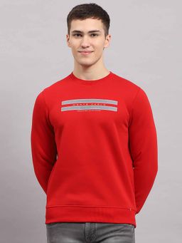 Monte Carlo - Mens Red Printed Round Neck Full Sleeve Sweatshirt