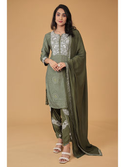 Zari Jaipur - Womens Embroidery Kurta with Dhoti and Dupatta (Set of 3)