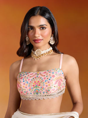 Buy Gajra Gang B-Desi Divas Peach Embroidered Strappy Blouse (XS) Online