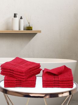 KOPA - Quick Dry 100% Cotton Soft Terry Towel -12Pc Face Towel D'Ross Solid-Red