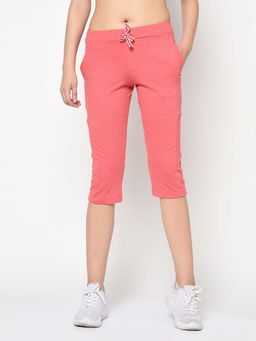 Femea - Coral Solid Slim Fit Capri