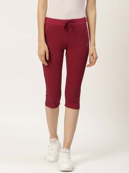 Femea - Maroon Printed Slim Fit Capri