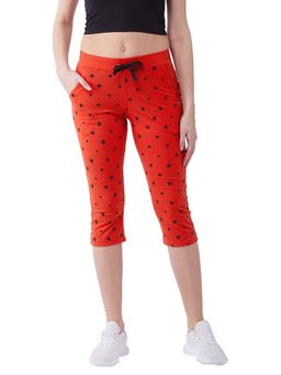 Femea - Red Printed Slim Fit Capri