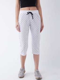 Femea - White Printed Slim Fit Capri