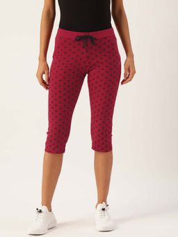 Femea - Maroon Printed Slim Fit Capri