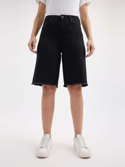Pepe Jeans - Black Solid Relaxed Fit Shorts