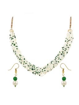 I Jewels - Designer Twisted Beads Choker Necklace Jewellery Set